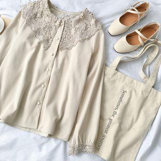 Lace Collar Blouse As Shown In Figure - One Size