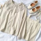 Lace Collar Blouse As Shown In Figure - One Size