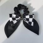 Bow Checker Hair Tie 1 Pc - Black & White - One Size