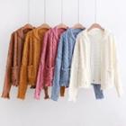 Distressed Cable-knit Cardigan