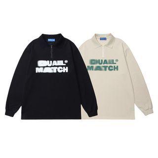Lettering Print Polo Neck Sweatshirt
