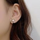 Faux Pearl Rhinestone Flower Earring E2046 - Gold - One Size