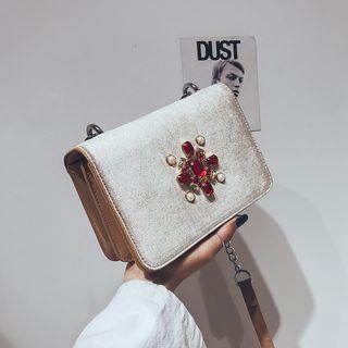 Velvet Jeweled Crossbody Bag