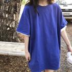 Mock Two-piece Elbow-sleeve Mini T-shirt Dress