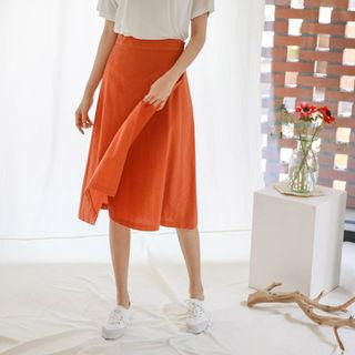 Button-waist Wrap Skirt