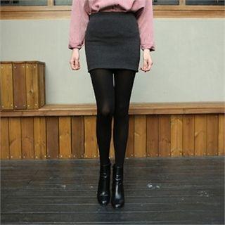 Brushed-fleece Lined Mini Pencil Skirt