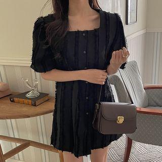 Square-neck Fringed Minidress