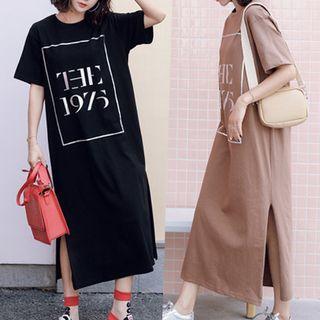 Numbering Short-sleeve Midi Dress