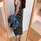 Floral Print Camisole Top / Spaghetti Strap Midi A-line Dress
