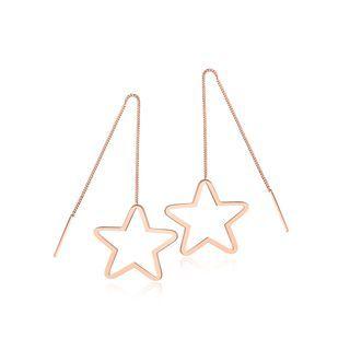 Simple And Fashion Plated Rose Gold Hollow Star Tassel 316l Stainless Steel Earrings Rose Gold - One Size