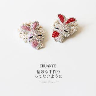 Rhinestone Faux Pearl Rabbit Hair Tie