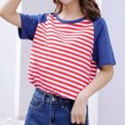Color Block Striped Short-sleeve T-shirt