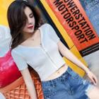 Front Zip Short Sleeve T-shirt