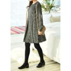Bishop-sleeve Flare-hem Floral Dress