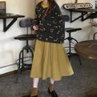 Dotted Woolen Top / Midi A-line Skirt