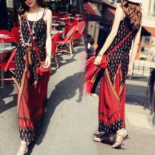 Spaghetti Strap Patterned Maxi Sundress