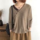 Frog-button Knit Top