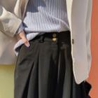Double-button Pleated Wide-leg Pants