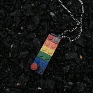 Rainbow Building Block Pendant Necklace As Shown In Figure - One Size