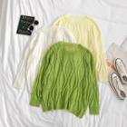 Argyle Cutout Long-sleeve Knit Top