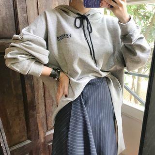Long-sleeve Lettering Loose-fit Hooded Sweatshirt