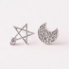 Moon And Star Rhinestone Earring