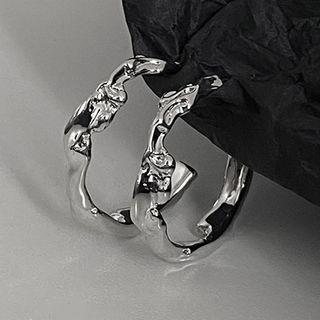 Irregular Alloy Open Hoop Earring 1 Pair - 925 Silver - Silver - One Size