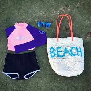 Set: Raglan Rashguard + Piped Swim Shorts