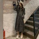 Long Sleeve Collar Floral A-line Dress 1291 - Dress - One Size