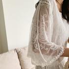 Embroidered Lace Peplum Blouse