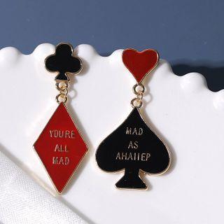 Asymmetrical Poker Card Drop Earring