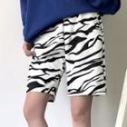 Band-waist Zebra Print Wide-leg Shorts