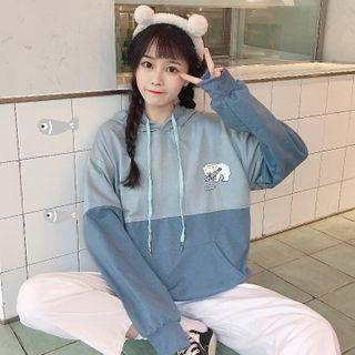 Cartoon Print Paneled Hoodie As Shown In Figure - One Size