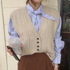 Buttoned Knit Vest Almond - One Size