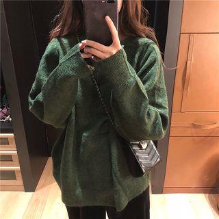 Plain Sweater / Velvet Wide-leg Pants