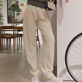 Plain High-waist Loose Pants