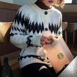 Color-block Pattern Loose-fit Cardigan