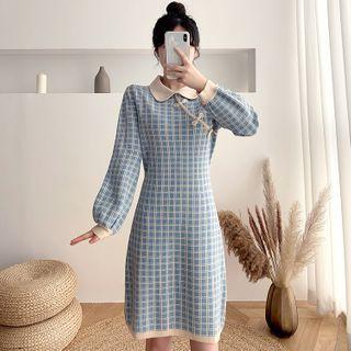 Mini A-line Plaid Sweater Dress