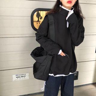 Contrast Trim Plain Sweatshirt Black - One Size