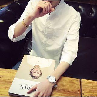 Band Collar 3/4-sleeve Shirt