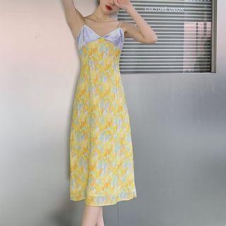 Strappy Print Midi A-line Dress