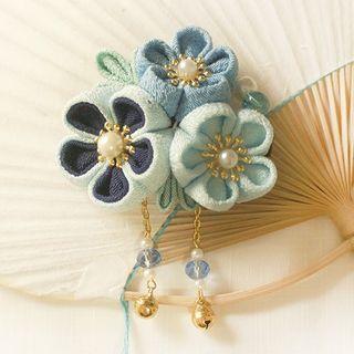Floral Dangle Hair Clip Blue - One Size