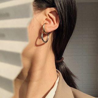 Stainless Steel Layered Hoop Earring 1 Pair - S925 Silver Needle - One Size