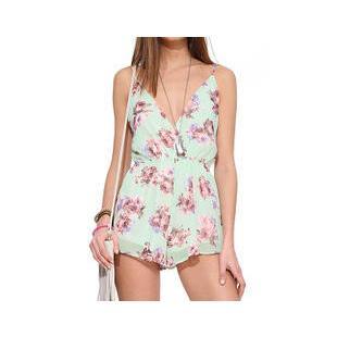 Spaghetti Strap Floral Print Playsuit