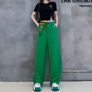 Lettering Wide Leg Dress Pants