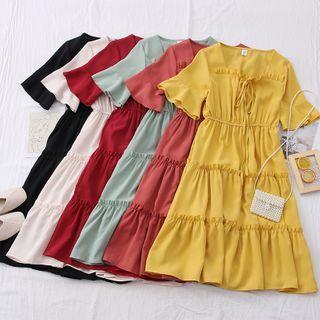 Ruffled-trim Midi Dress In 6 Colors