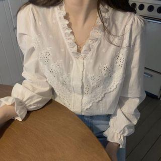 Perforated V-neck Shirt