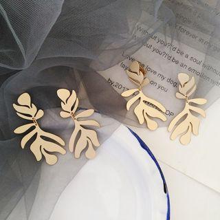 Irregular Alloy Leaf Dangle Earring