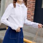 Bow Accent Stand Collar Shirt