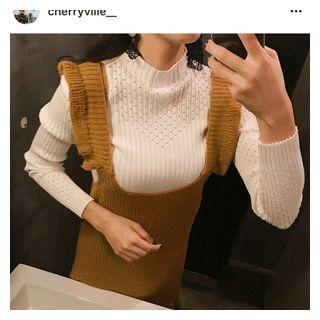 Ribbed Pointelle-knit Top